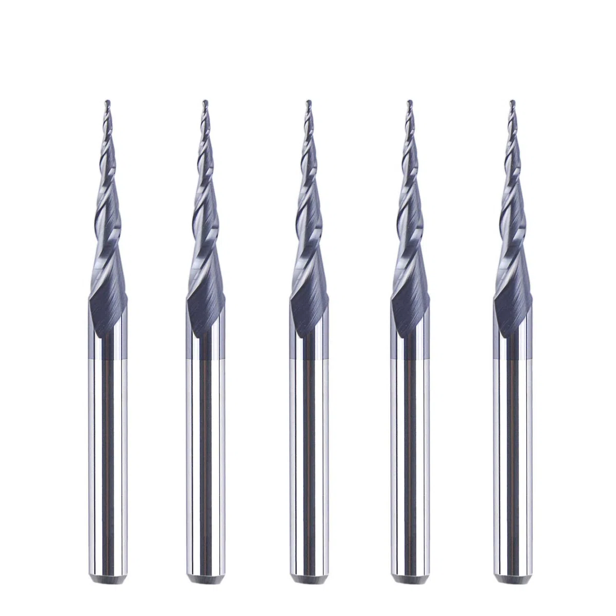 SpeTool 5 Pezzi Fresa Conica 0,25 Raggio per Legno Gambo 1/8'' CNC in Metallo Duro Massiccio Sferica con Rivestimento TiAlN per Intaglio e Incisione 2D e 3D