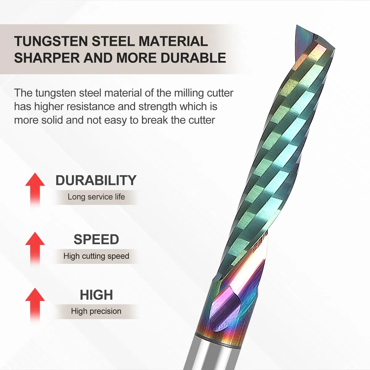 EFUTURETIME Fresa in Metallo Duro 6 mm Ad Una Elica Con Rivestimento DLC, Spirale CNC in Acciaio Al Tungsteno per Fresatrici, Legno, PVC, Alluminio, Lavori di Precisione