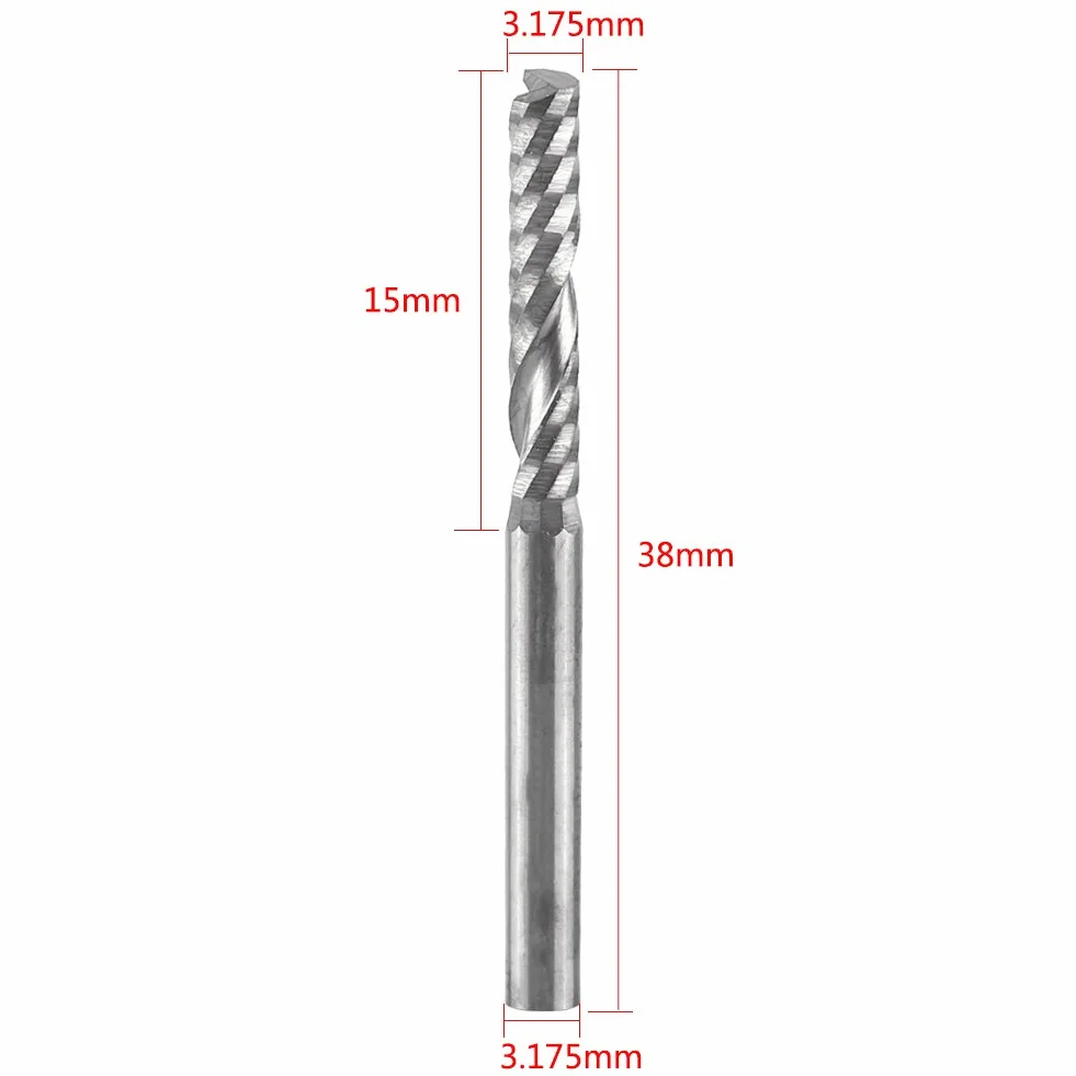 10 Pezzi Fresa a Testa Cilindrica Carburo di Tungsteno per Legno e Acrilico 3.175 x 15mm