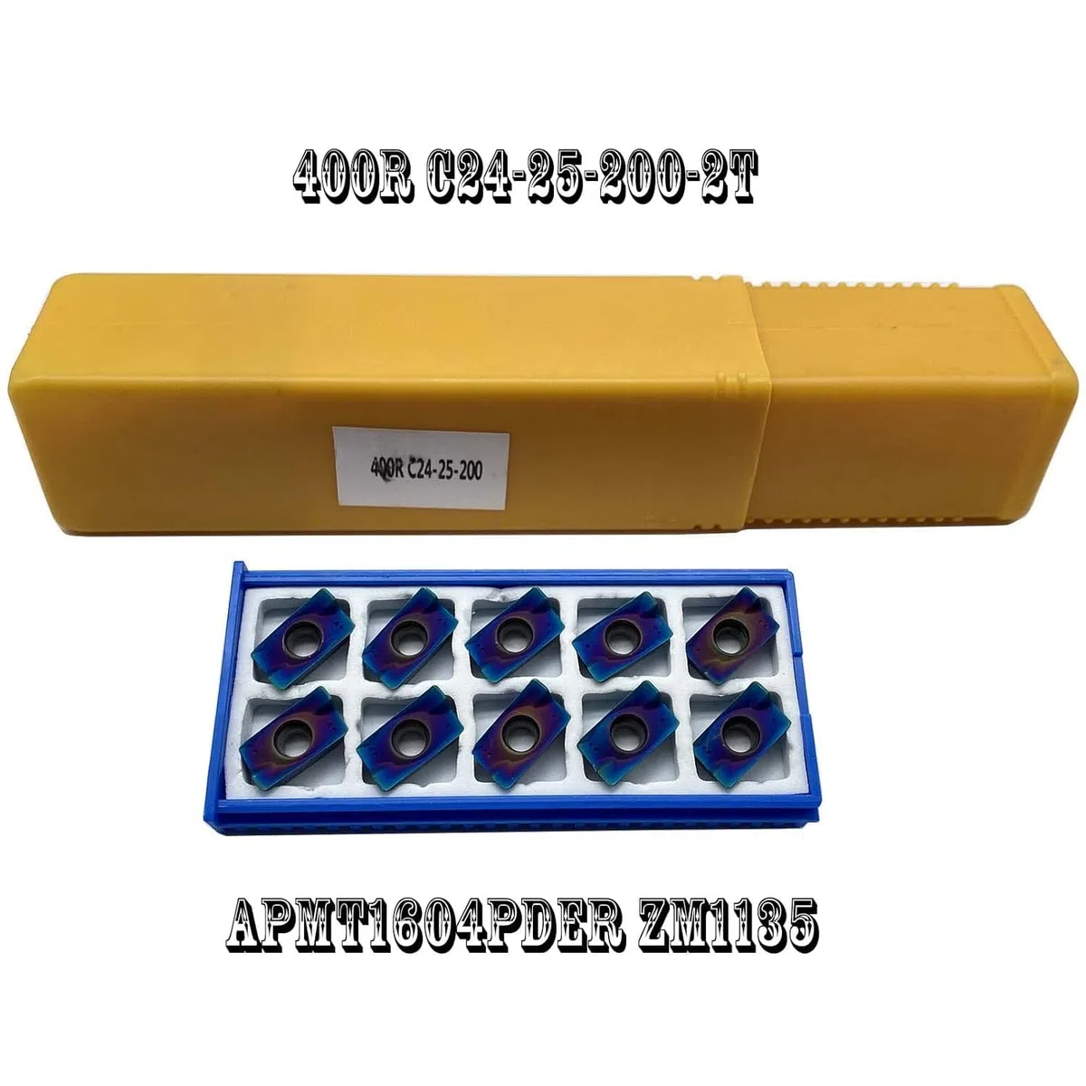 Supporto per fresa reversibile, 10 pezzi, APMT1604PDER con BAP400R C24-25-200, inserti in metallo duro, fresa a a spalla quadrata (400R C24-25-200-2T+APMT1604PDER viola)