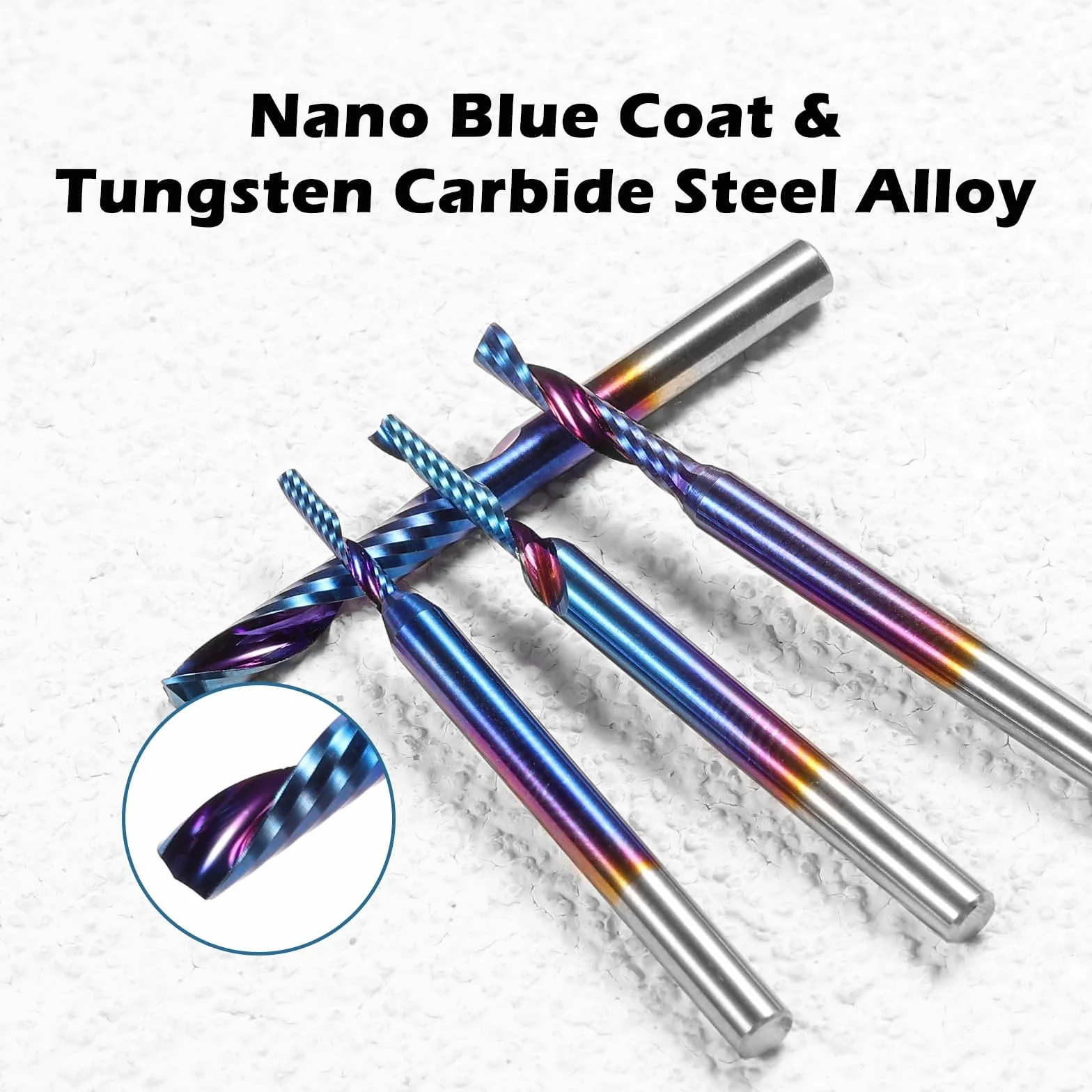 Genmitsu 1/8 pollici gambo 10 pezzi carburo spirale O flauto (singolo flauto) punte del router CNC, 91,5 HRA superiore Nano rivestimento blu, OS10B