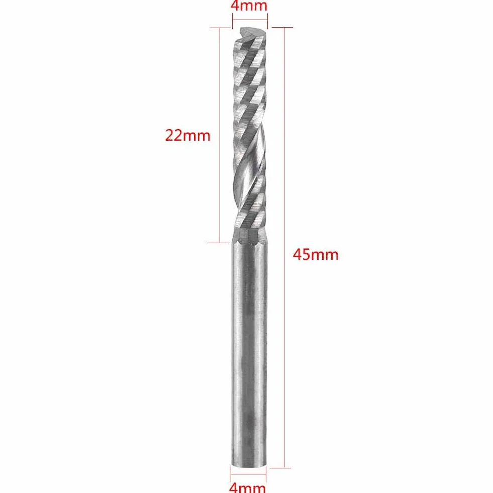 Set di frese, frese a spirale in carburo di tungsteno 10 pezzi Frese a singolo flauto Frese a CNC Codolo 4 mm