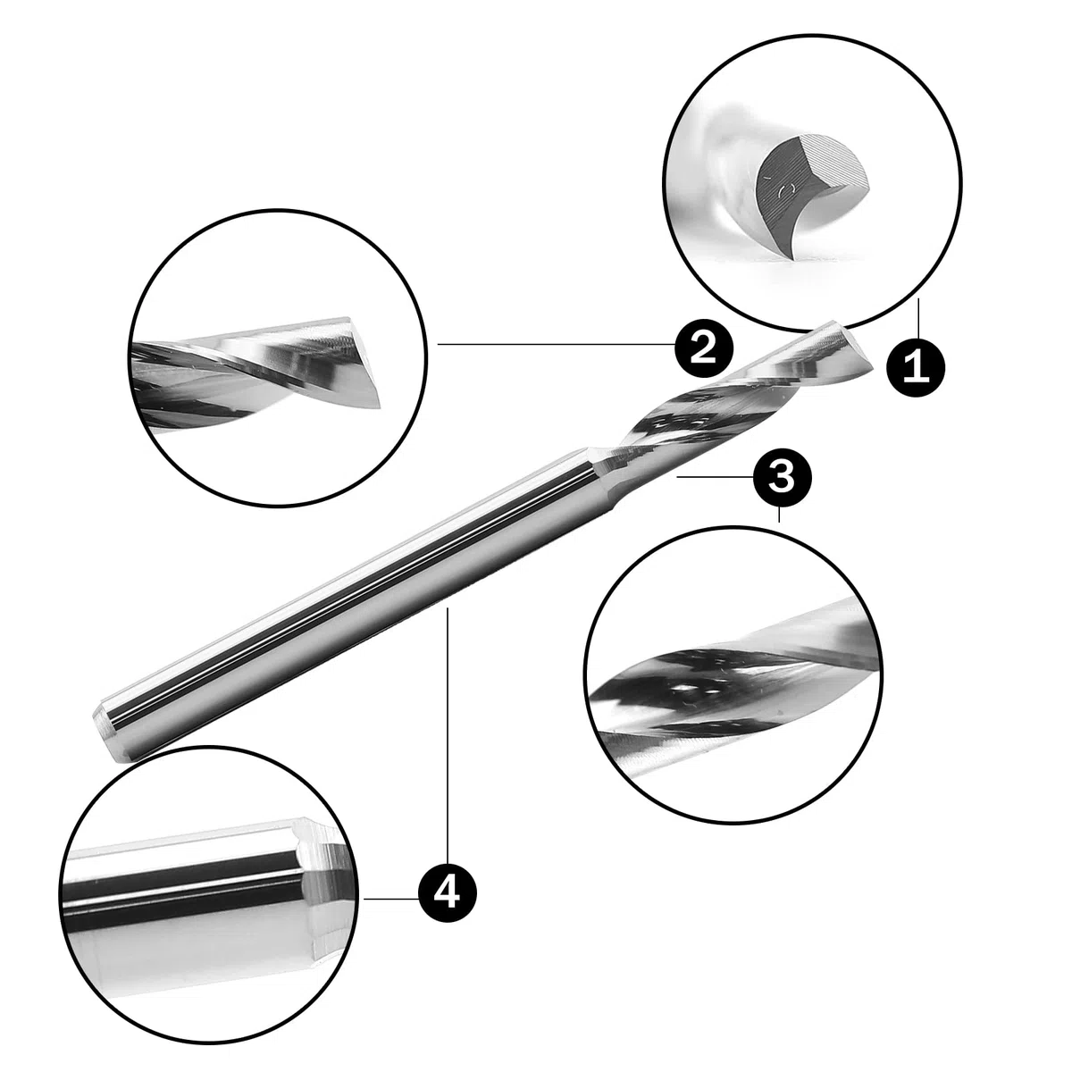 Fresa 3.175mm CNC utensile router frese a una lama frese elicoidali per alluminio tungsteno acciaio metallo fresa a testa intaglio poco