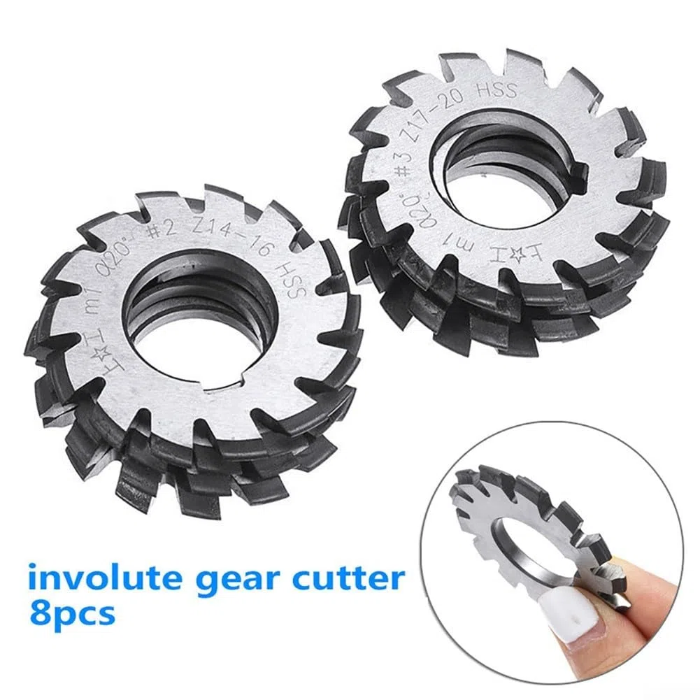 EasyByMall Involute - Set di 8 frese a ingranaggi per il taglio, diametro interno del foro 22 mm, per ingranaggi di fresatura