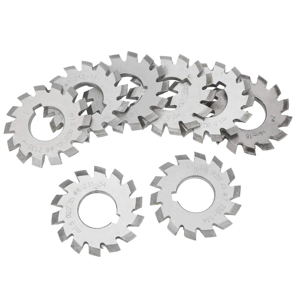 8Pcs Gear Cutter 20 ° Gear Cutter M1.5 Fresa per Ingranaggi in Acciaio Ad Alta Velocità Forniture Industriali