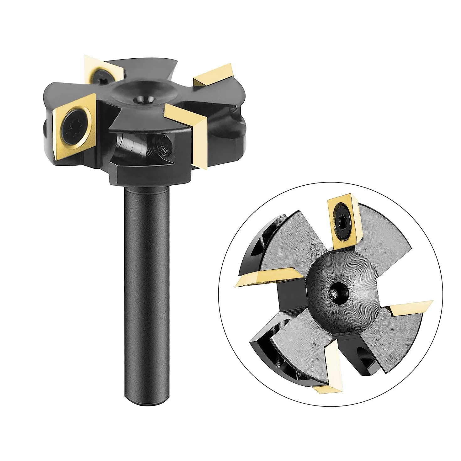SpeTool Fresa per Spianare Fresa per Legno Gambo 8mm Fresa CNC Fresa a Spianare Diametro di Taglio 40mm con 4 Inserti Fraiser Rivestimento ATS in Carburo di Tungsteno Fresatrice Verticale Legno