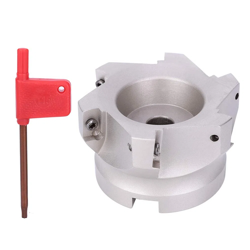 Hyuduo Fresa Frontale BAP400R-80-27-6T 90 Gradi Acciaio ad Alto Tenore di Carbonio 80mm 6 Taglienti Rivestimento Indicizzabile con Cacciavite per Lavorazione Metallo