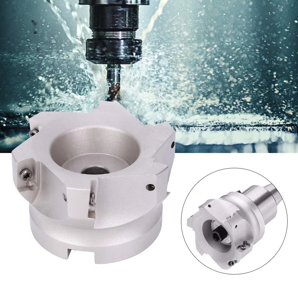 Hyuduo Fresa Frontale BAP400R-80-27-6T 90 Gradi Acciaio ad Alto Tenore di Carbonio 80mm 6 Taglienti Rivestimento Indicizzabile con Cacciavite per Lavorazione Metallo