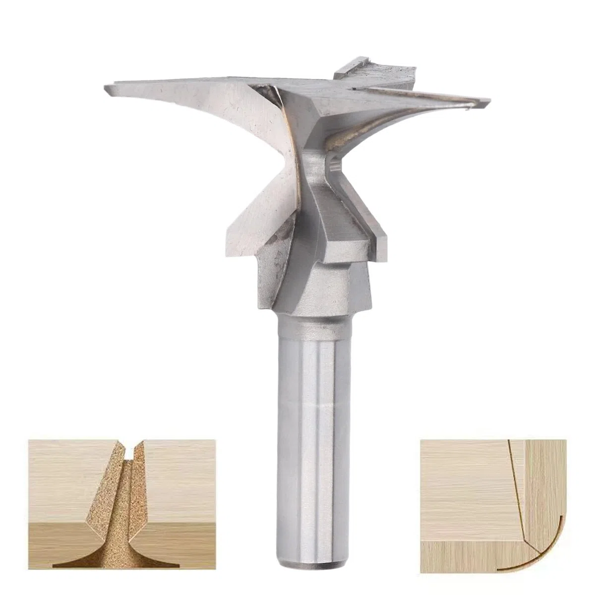 Gonetre Fresa per Legno a 3 Taglienti con Gambo 1/2 Pollice, con Curvatura Ad Integrata, R50, per la Realizzazione di Mobili con Pannelli di Spessore 20 a 36 Mm
