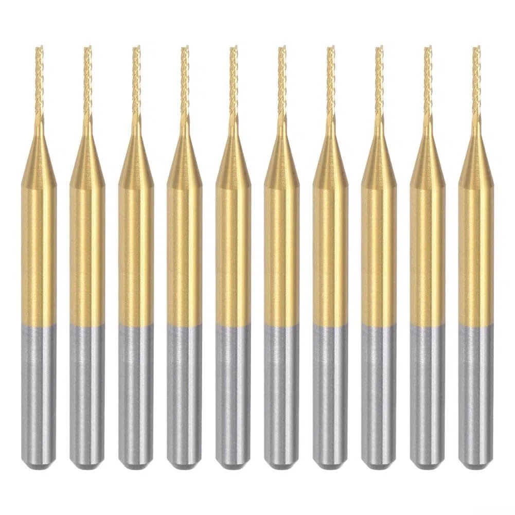 10 punte da incisione in carburo da 0,8 mm con gambo da 1/8", rivestite per fresa CNC per PCB, metallo, legno, plastica, di grado industriale