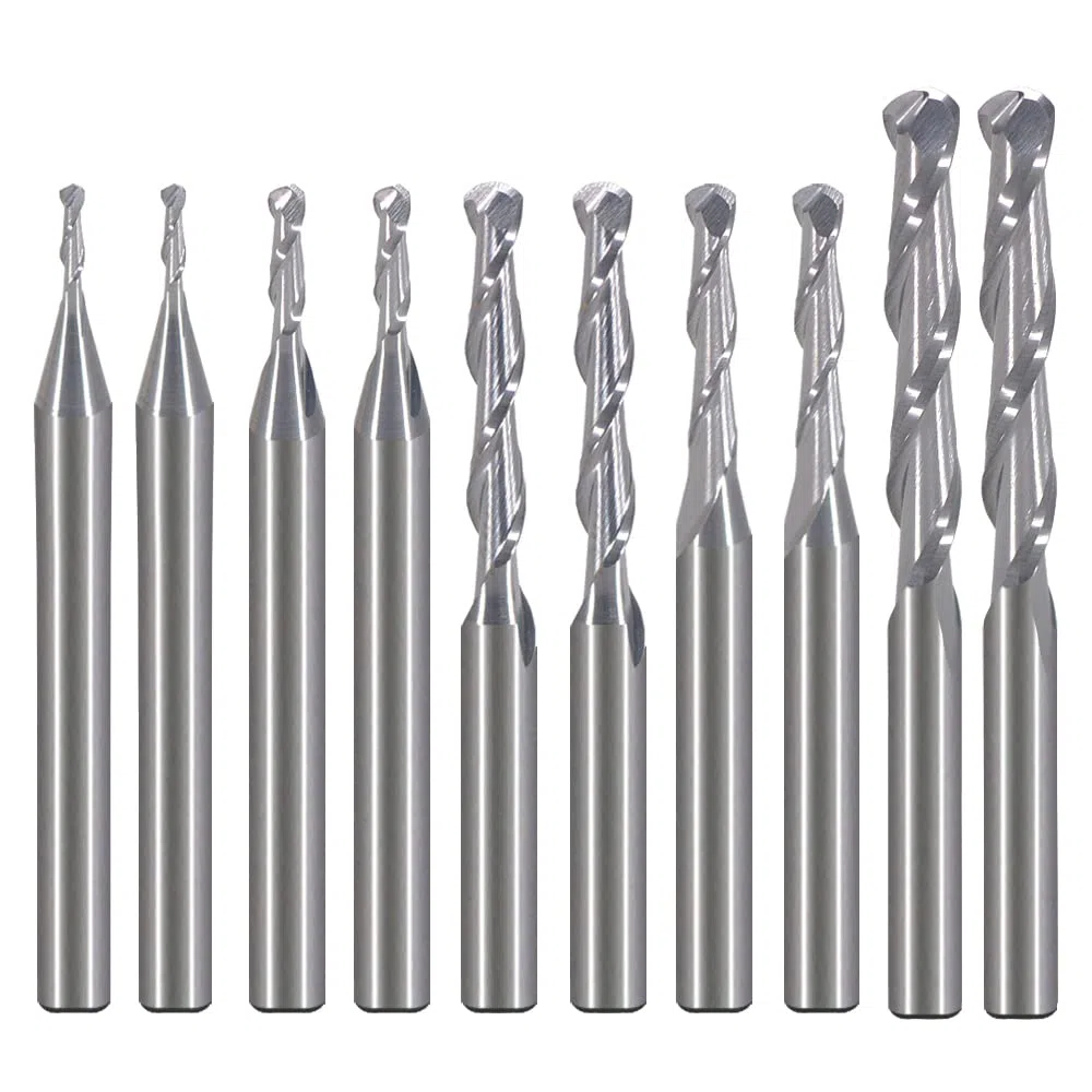 Fresa per lavori in legno, diametro 1 mm, 1,5 mm, 2,0 mm, 2,5 mm, 3,175 mm, punte a sfera in metallo duro, fresa per incisione CNC