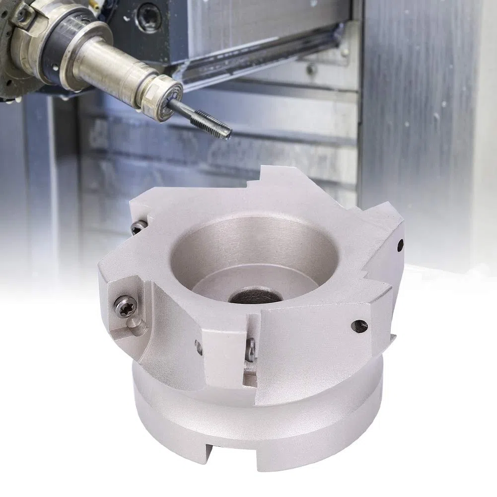 Hyuduo Fresa Frontale BAP400R-80-27-6T 90 Gradi Acciaio ad Alto Tenore di Carbonio 80mm 6 Taglienti Rivestimento Indicizzabile con Cacciavite per Lavorazione Metallo