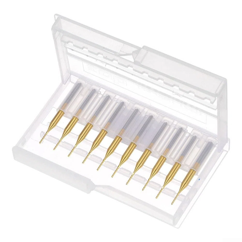 10 punte da incisione in carburo da 0,8 mm con gambo da 1/8", rivestite per fresa CNC per PCB, metallo, legno, plastica, di grado industriale
