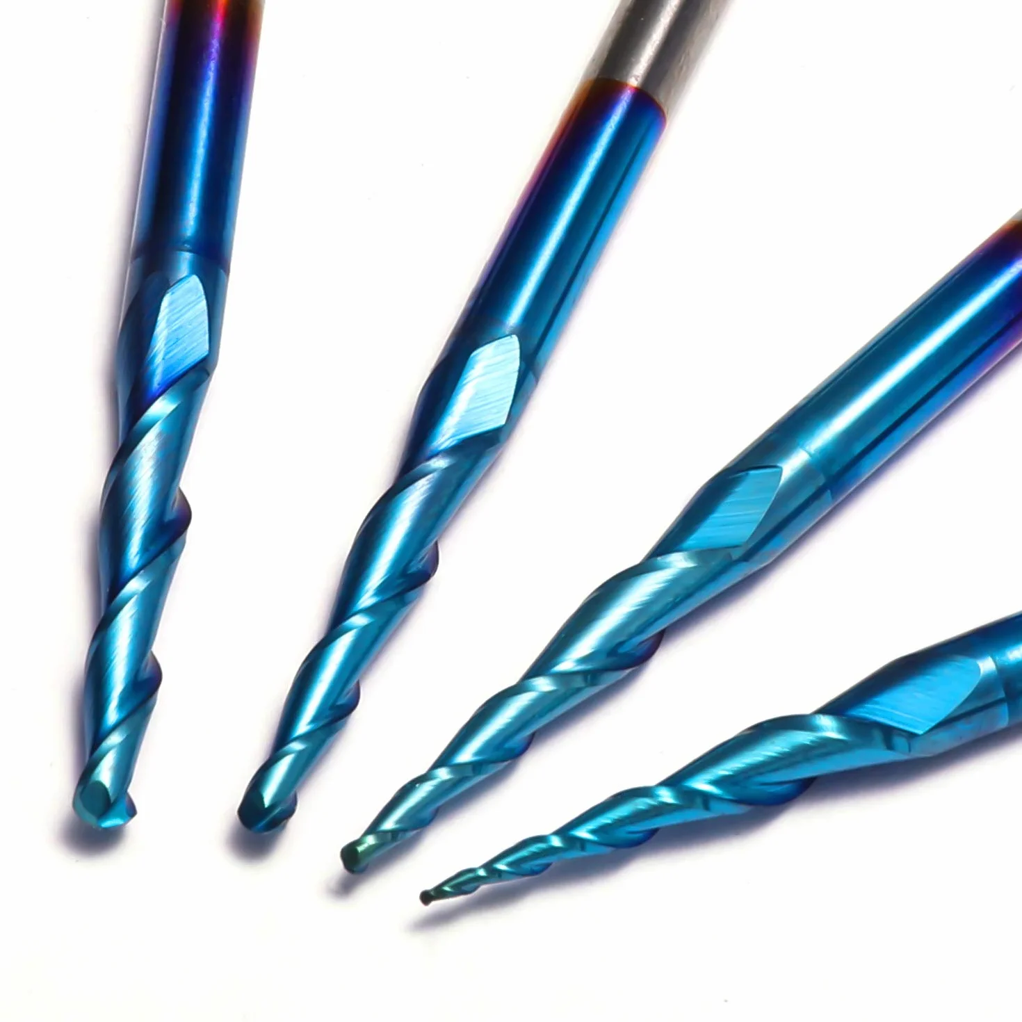 Genmitsu TB04A Frese a spirale a 2 flauti, con punta arrotondata, in carburo di tungsteno, con rivestimento Nano blu, R0.25-1.0, gambo da 1/8'', 4 pezzi
