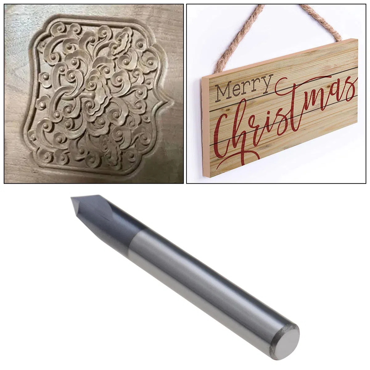 Fresa per smusso 3 flauti 60 gradi 6mm Shank TiAlN rivestito in carburo di tungsteno solido V Groove Router Bit per intaglio scanalatura a V CNC Lettering Signs Chamfering End