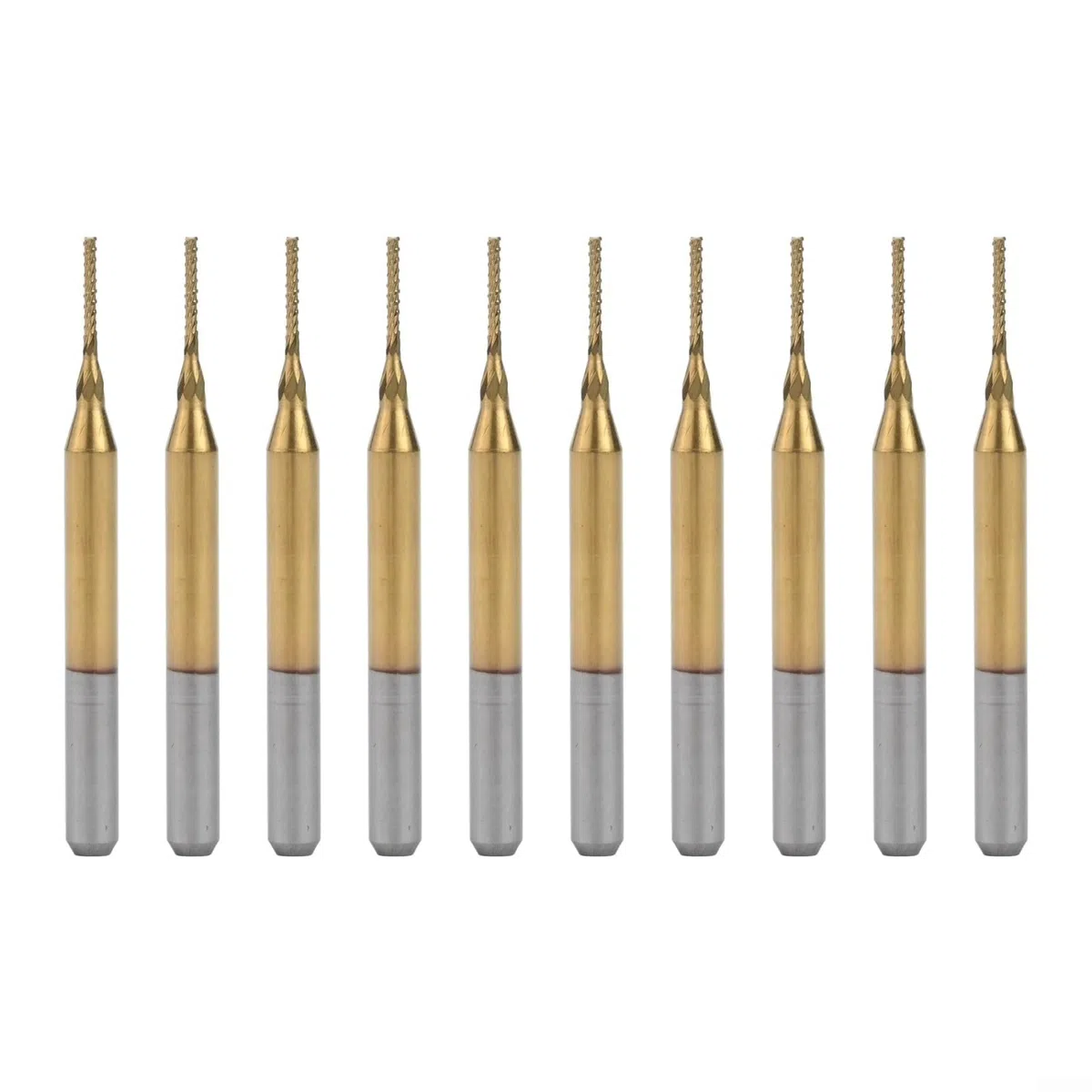 10 punte da incisione in carburo da 0,8 mm con gambo da 1/8", rivestite per fresa CNC per PCB, metallo, legno, plastica, di grado industriale