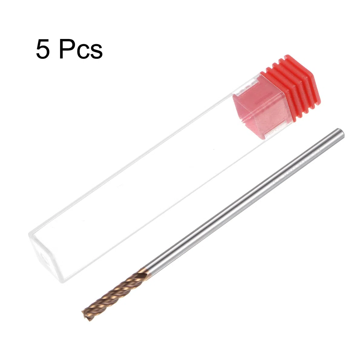 QUARKZMAN 5pz Frese Quadrate Carburo 4 Mm (5/32") Diametro 4 Mm (5/32") Gambo 100 Mm (4") Extra Lunghe Hrc55 Carburo Tungsteno Micrograna 4 Taglienti Fresa Alluminio Rame Metallo