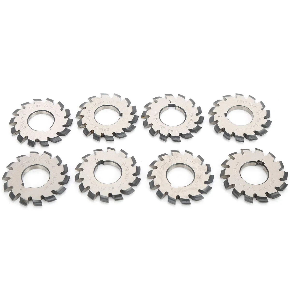 Set di Frese per Ingranaggi Ad Evolvente Set di Frese per Ingranaggi in Acciaio Ad Alta velocità 8 Pezzi Set di Frese per Ingranaggi Ad Evolvente Utensili Taglio in Acciaio Ad