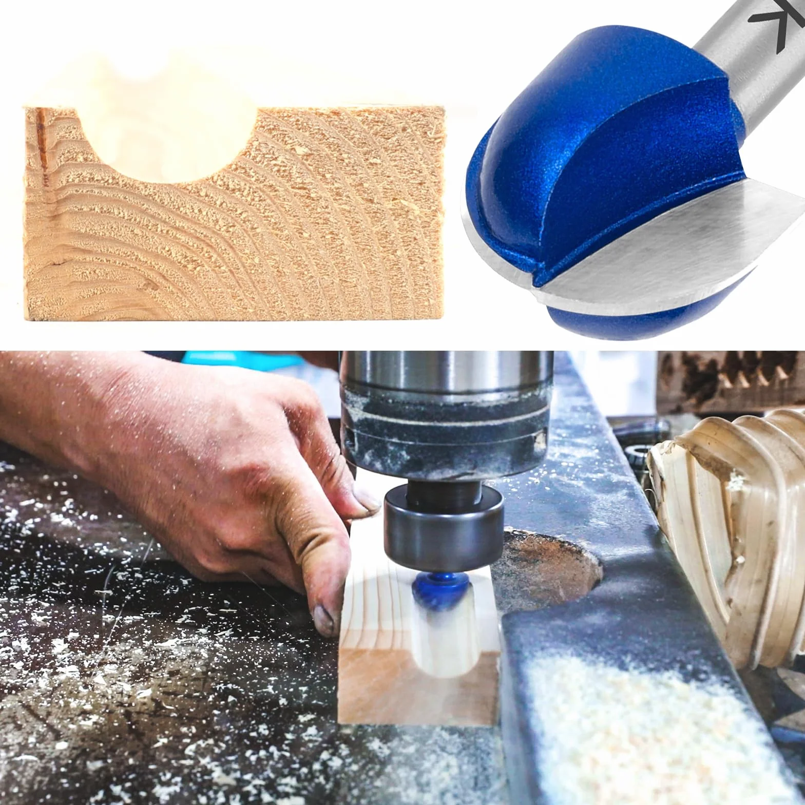 ASNOMY 7Pcs Professionale Punte Fresa per Legno in metallo duro 8 mm,6/8/10/12/16/20/25,4 mm Fresa con bordo arrotondato, fresa a rotonda per legno, per la lavorazione del legno