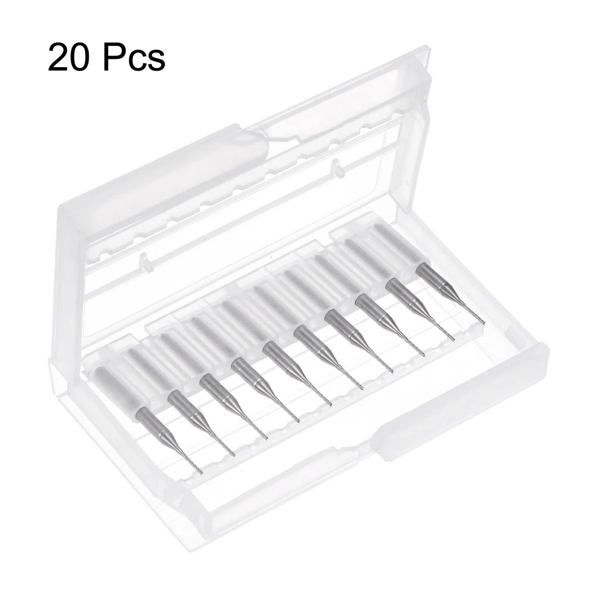 QUARKZMAN 20pz 0,8mm Punte Fresa 1/8" Punte Router CNC Metallo Duro Integrale Codolo Dritto Taglierina Incisione con Coltello Mais per Intaglio Legno Fresatrice Circuito Stampato PCB