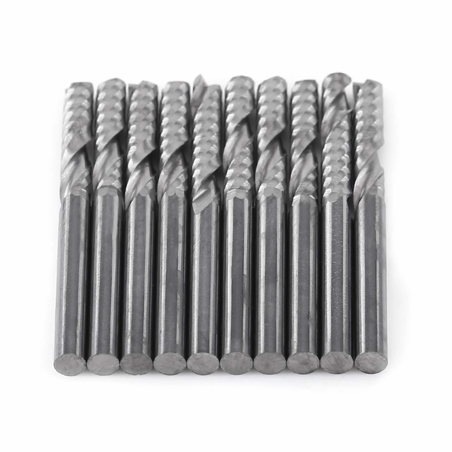 Set di frese, frese a spirale in carburo di tungsteno 10 pezzi Frese a singolo flauto Frese a CNC Codolo 4 mm