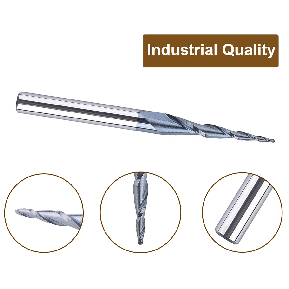 Spetool R0.5mm Shank 1/4", Carburo di Tungsteno Solido Fresa Conica Palla Naso 2 Flauti Rivestito TiAlN Fresa CNC Strumento per Incisione Intaglio