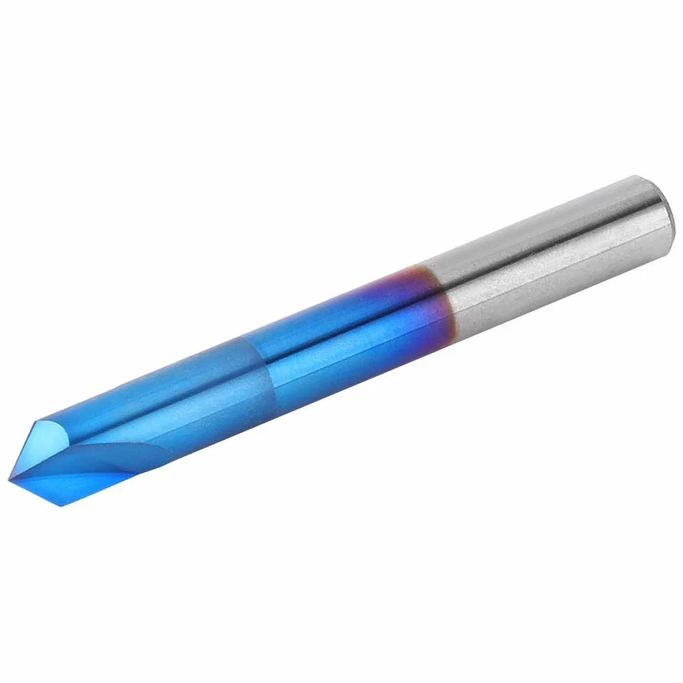 Fresa a 90 Gradi Estremità Smussata, Fresa A2 Taglienti In Metallo Duro Fresa Smussatura Rivestimento Blu Smusso Fresa Utensile Manuale, Fresa a Smusso(6 * 50mm)