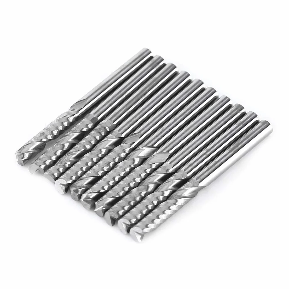 End Mill - 10pcs carburo di tungsteno spirale frese singolo flauto fresa CNC Router bit 4mm gambo