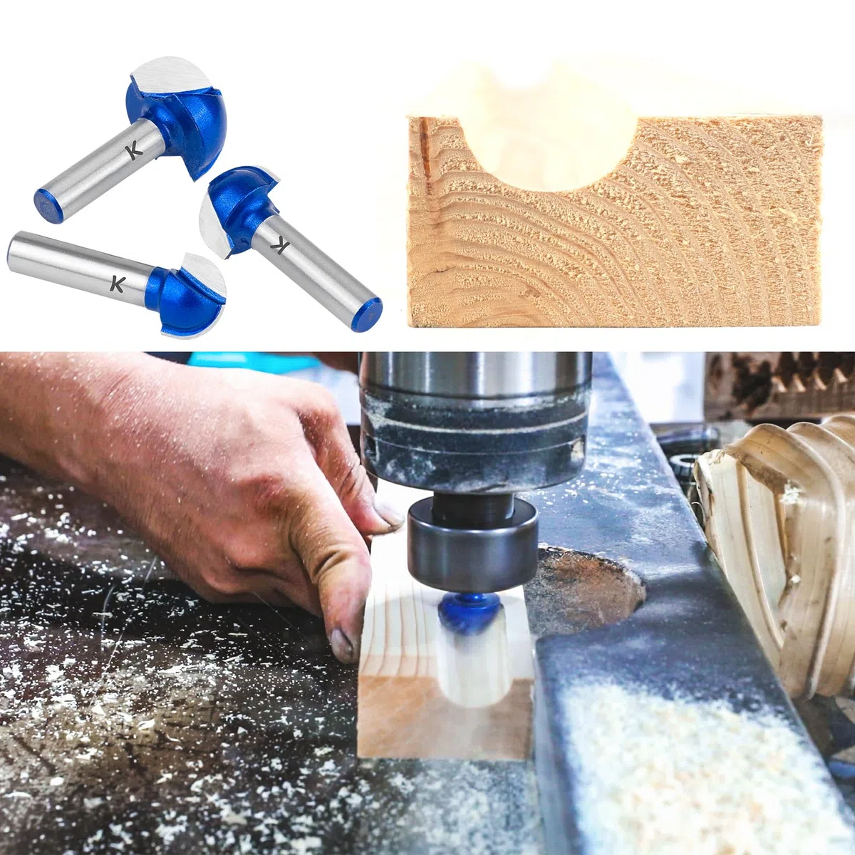 ASNOMY Professionale Punte Fresa per Legno in metallo duro 8 mm,22mm Fresa con bordo arrotondato, fresa a rotonda per legno, per la lavorazione del legno