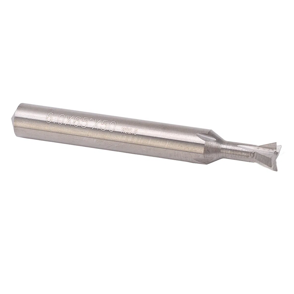 Fresa a Coda di Rondine in Metallo Duro 6 Mm di Diametro Gambo 4 Scanalature 50 Mm di Lunghezza Fresa per la Lavorazione del Legno Fresa a Coda di Rondine (65°)