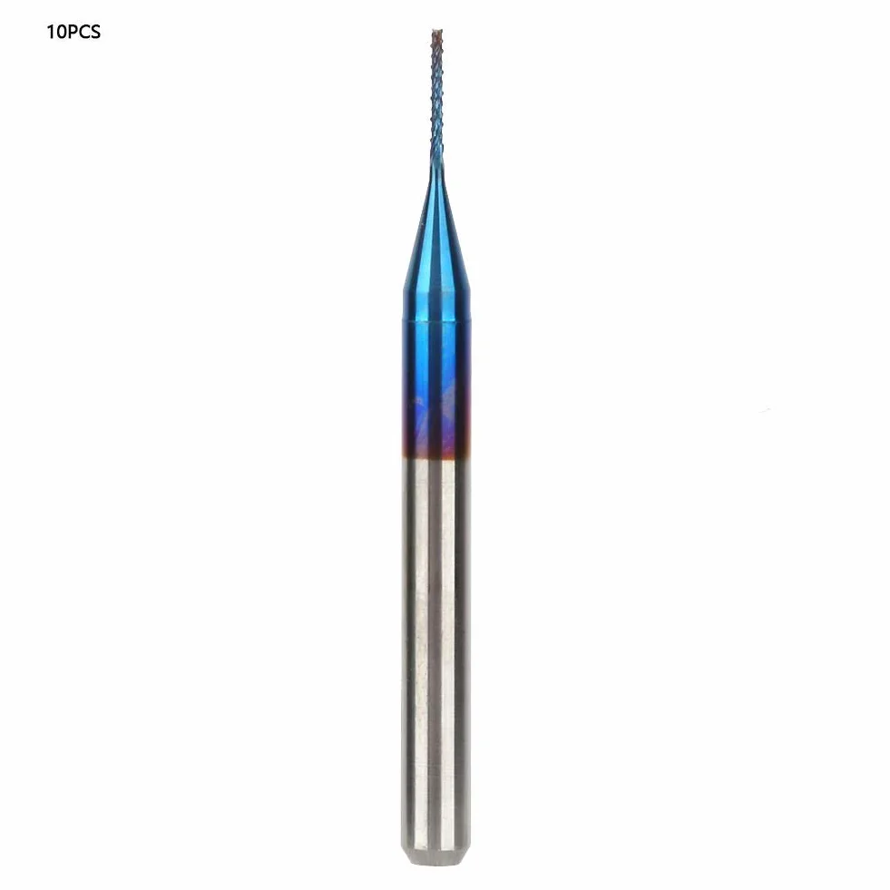 10pcs fresa a punta di tungsteno fresa a spirale rivestita blu punte del router fresatrice taglierina punta trapano cnc frese rotative strumento(0.5mm)