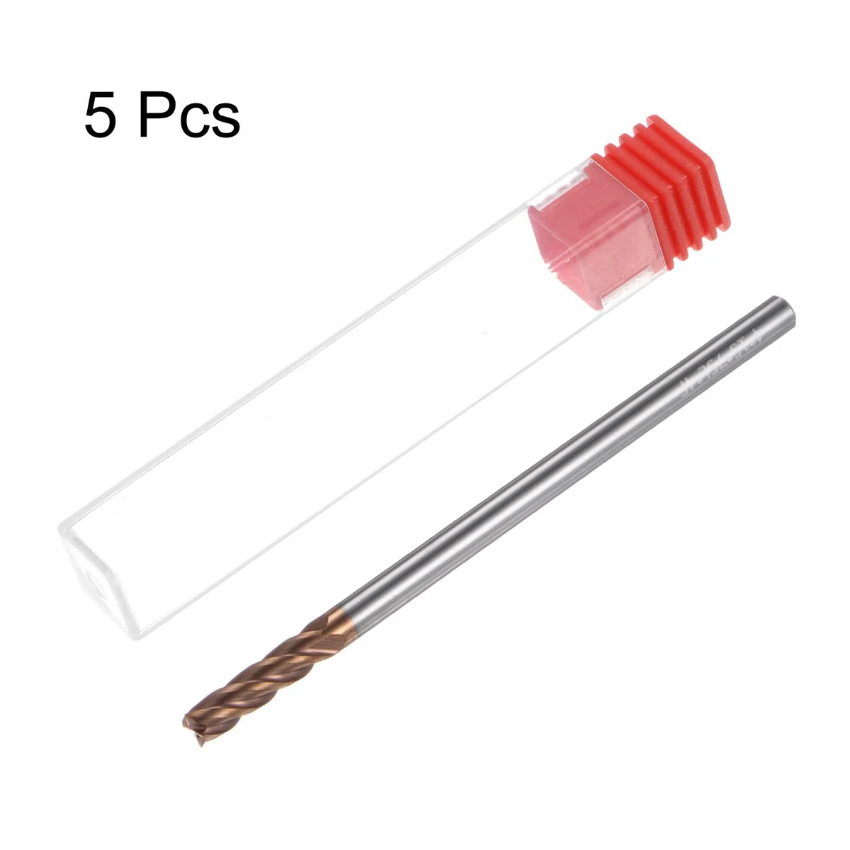 QUARKZMAN 5pz Frese Quadrate Carburo 4 Mm (5/32") Diametro 4 Mm (5/32") Gambo 75 Mm (3") Extra Lunghe Hrc55 Carburo Tungsteno Micrograna 4 Taglienti Fresa Alluminio Rame Metallo
