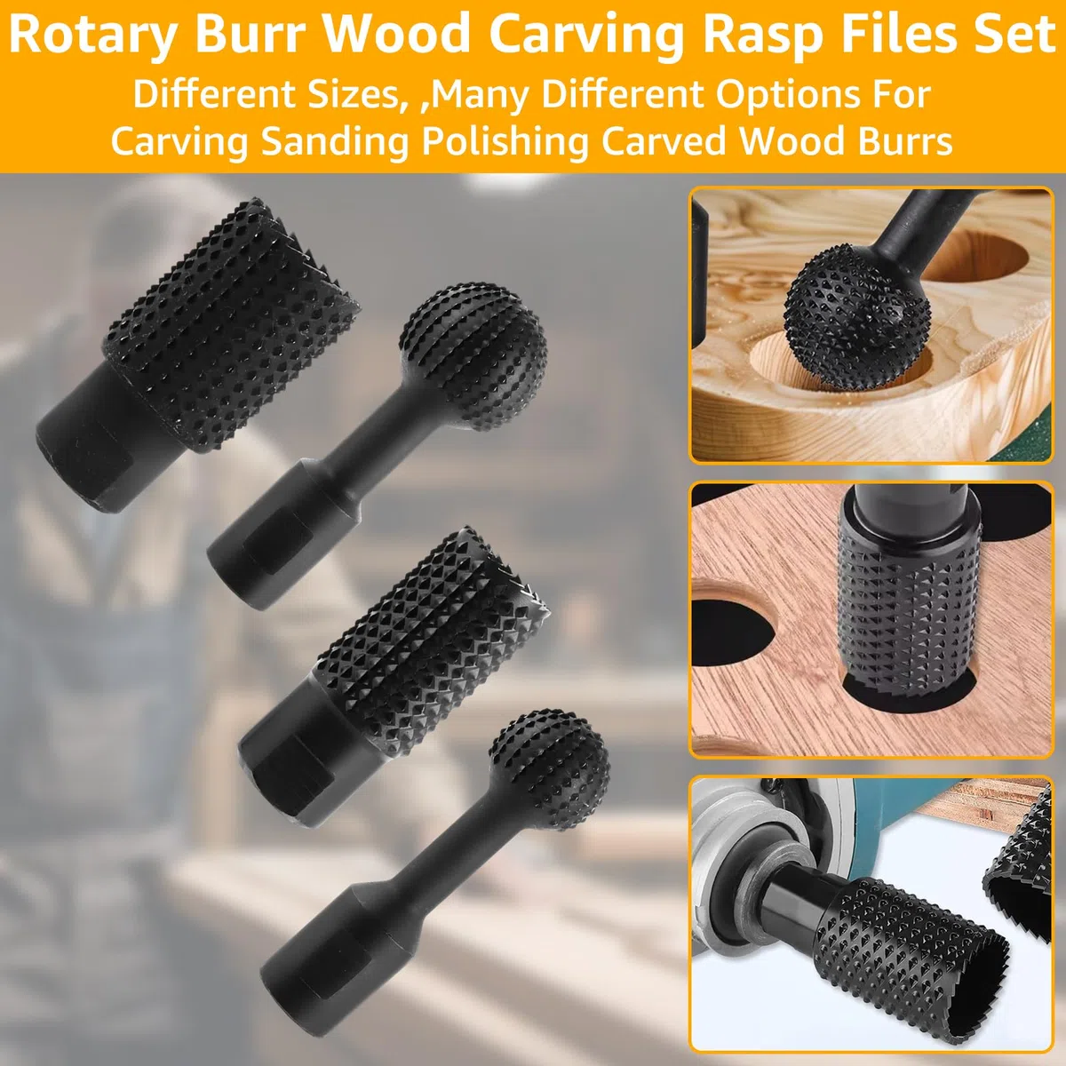 Set di 6 frese a sfera MIVIDE per legno 25mm 30mm 40mm, set di frese per legno e raspe per legno 20mm 25mm 30mm, fresa a sfera per intaglio del legno accessorio per smerigliatrice angolare M14