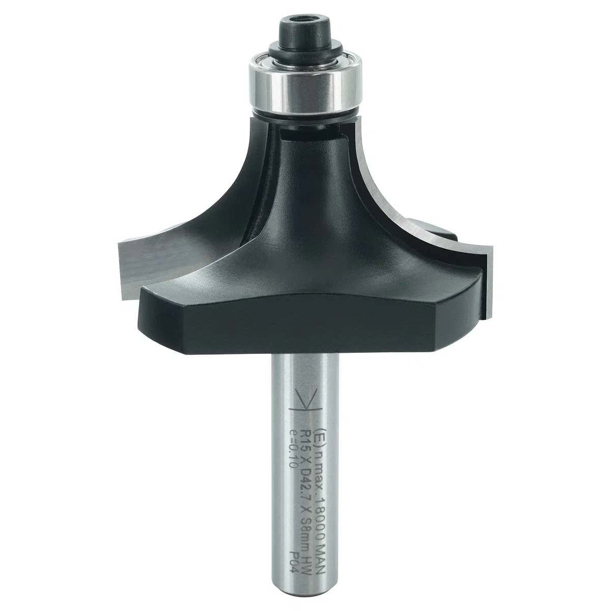 ENT 14301 Fresa ad arrotondamento, gambo (S) 8 mm, diametro (D) 43 mm, NL 15 mm, R 15 mm, SL 32 mm, con cuscinetto a sfere