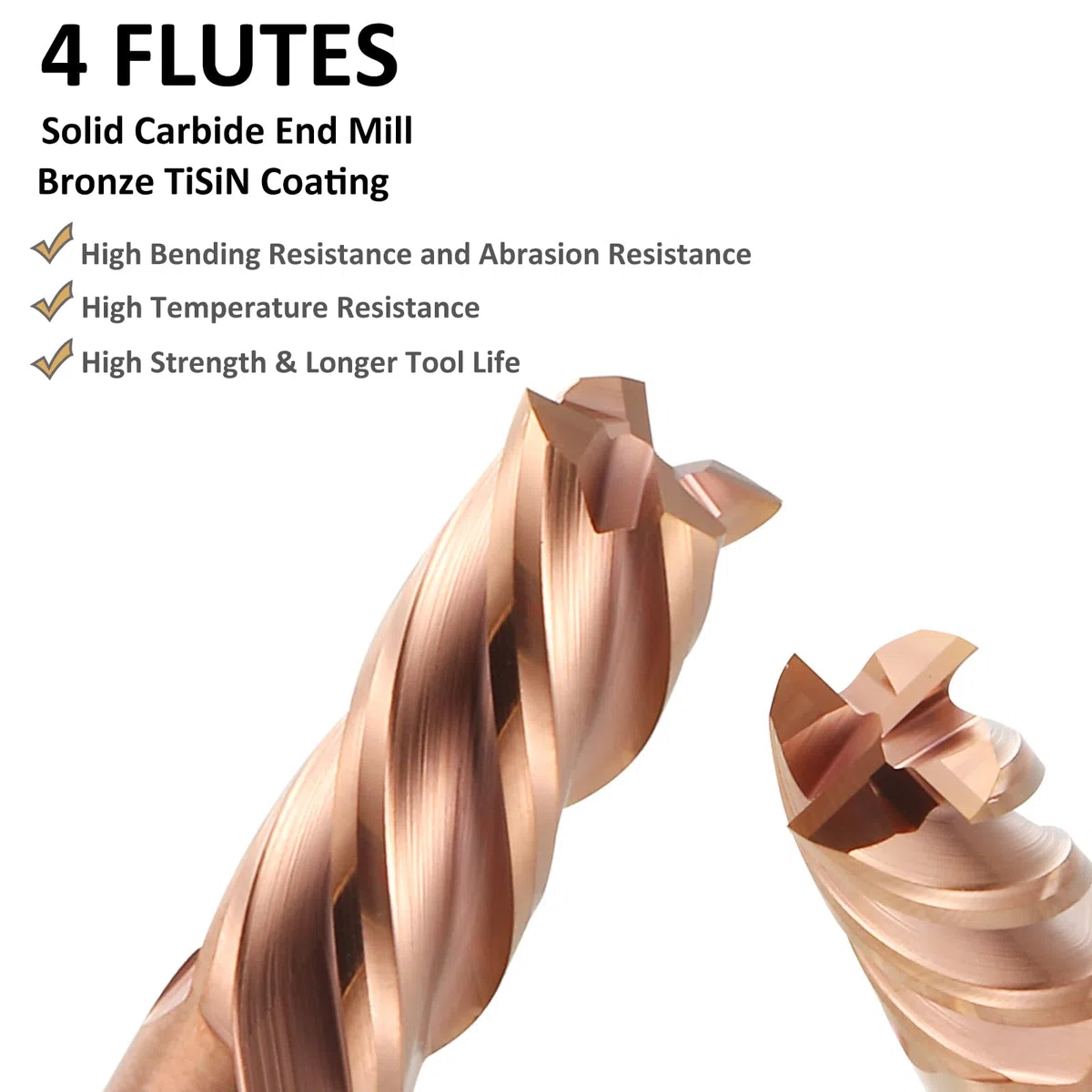 5 frese a gambo in metallo duro 4 flauto, 6 – 12 mm, CED TiSiN Coat, punta elicoidale VHM CNC, punte per trapano/fresa, 55 HRC, punta per trapano per acciaio, lega di alluminio, rame