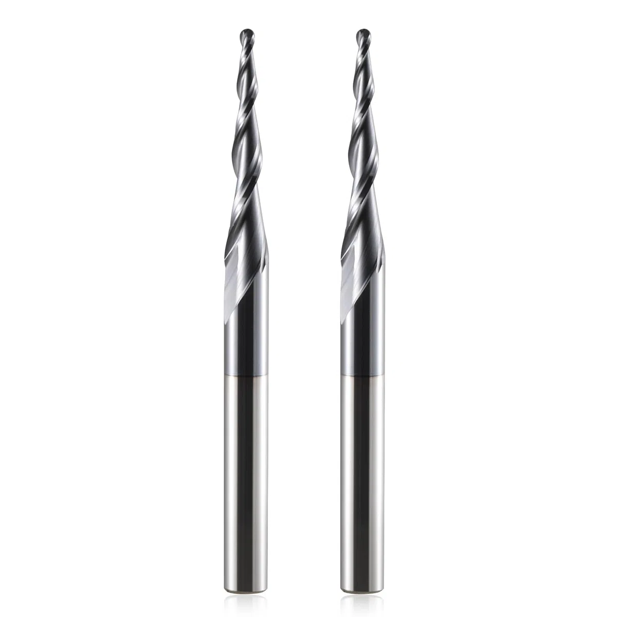 HOZLY Fresa a sfera conica CNC, 2 pezzi, fresa elicoidale R1.0, fusto da 6 mm, 2 flauti HRC55, 1 mm, raggio CNC con rivestimento AlTiN per Gravu 2D/3D (6.0xR1.0X30.5X75L)