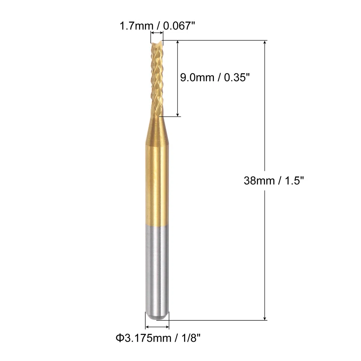 QUARKZMAN 10pz 1,7mm Fresa Carburo Titanio con Rivestimento Fresa Incisione Punte Router CNC per Macchina PCB, Attacco da 1/8"