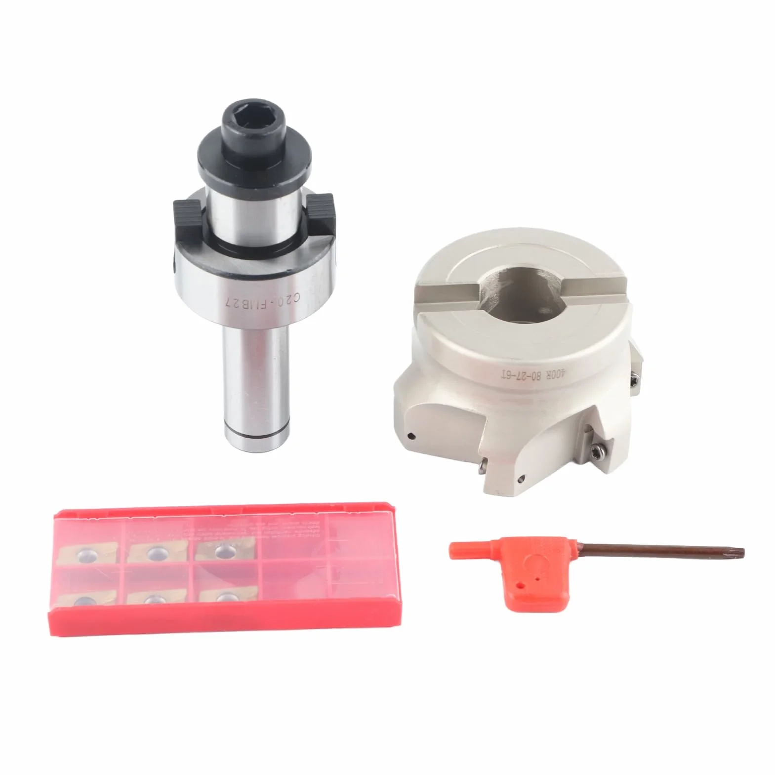 Frese frontali indicizzabili con gambo Fresa per fresa frontale per albero Portapinza con inserti di fresatura Chiave per met Acciaio inossidabile(6PCS Milling Inserts)