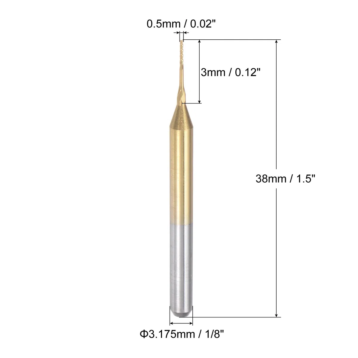 QUARKZMAN 10pz 0,5mm Fresa Carburo Titanio con Rivestimento Fresa Incisione Punte Router CNC per Macchina PCB, Attacco da 1/8"
