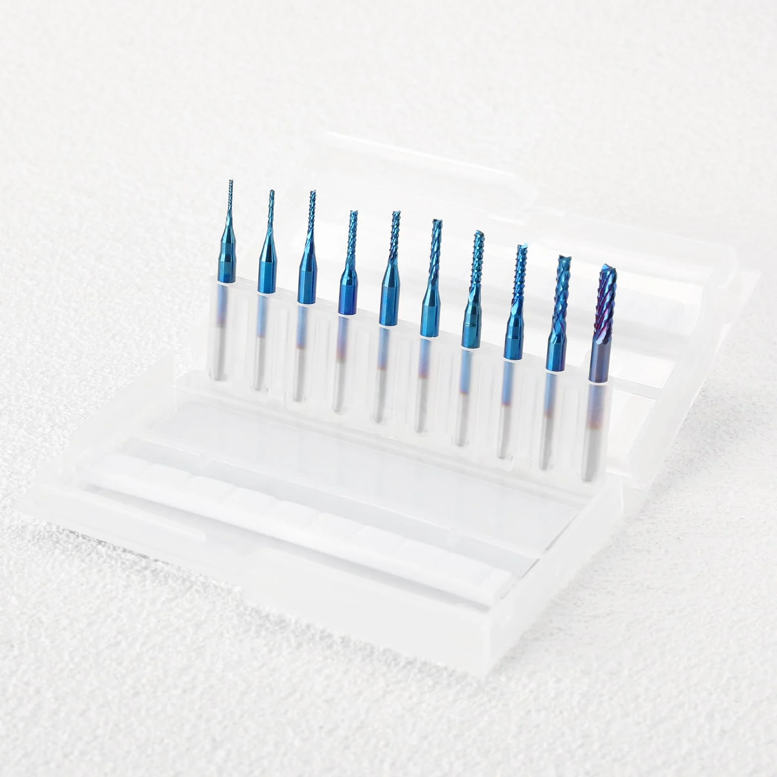 SainSmart Genmitsu Nano Blue Coat - Set di 10 frese CNC per legno PVC, alluminio, 0,8-3 mm, codolo 1/8"