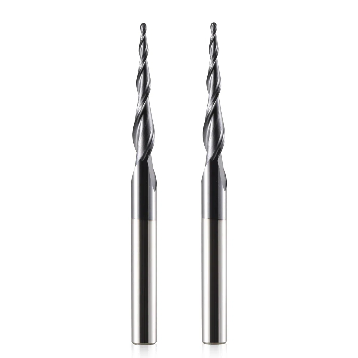 HOZLY Fresa a sfera conica CNC, 2 pezzi, fresa elicoidale R0.75, fusto da 6 mm, 2 flauti HRC55, 0,75 mm raggio CNC con rivestimento AlTiN per Gravu 2D/3D
