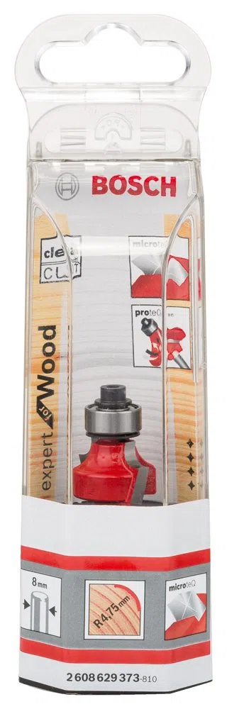 Bosch 1x Fresa a raggio concavo Expert for Wood Raggio 4.75 mm, Lunghezza utile 12.7 mm, Professional Accessori per fresatrici portatili, rifilatori