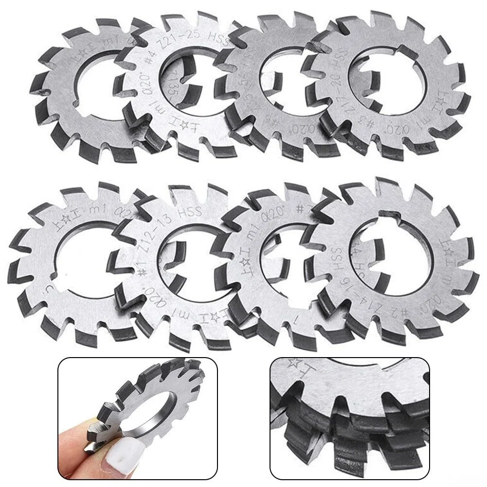 EasyByMall Involute - Set di 8 frese a ingranaggi per il taglio, diametro interno del foro 22 mm, per ingranaggi di fresatura