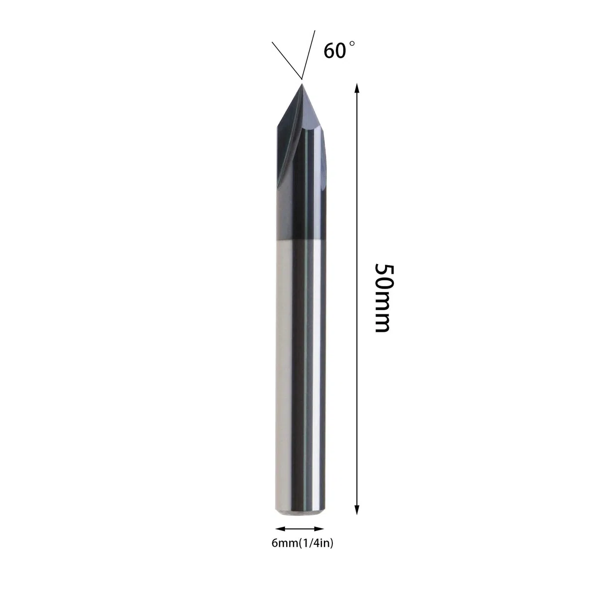Fresa per smusso 3 flauti 60 gradi 6mm Shank TiAlN rivestito in carburo di tungsteno solido V Groove Router Bit per intaglio scanalatura a V CNC Lettering Signs Chamfering End