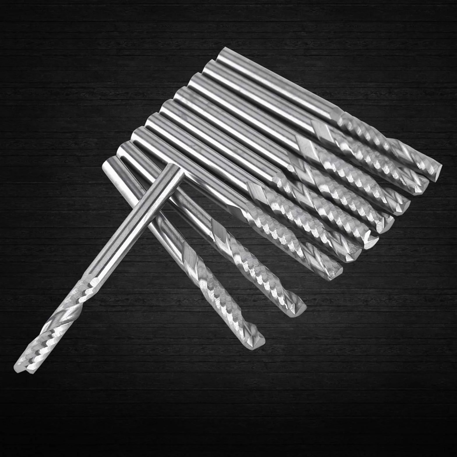 Set di frese, frese a spirale in carburo di tungsteno 10 pezzi Frese a singolo flauto Frese a CNC Codolo 4 mm