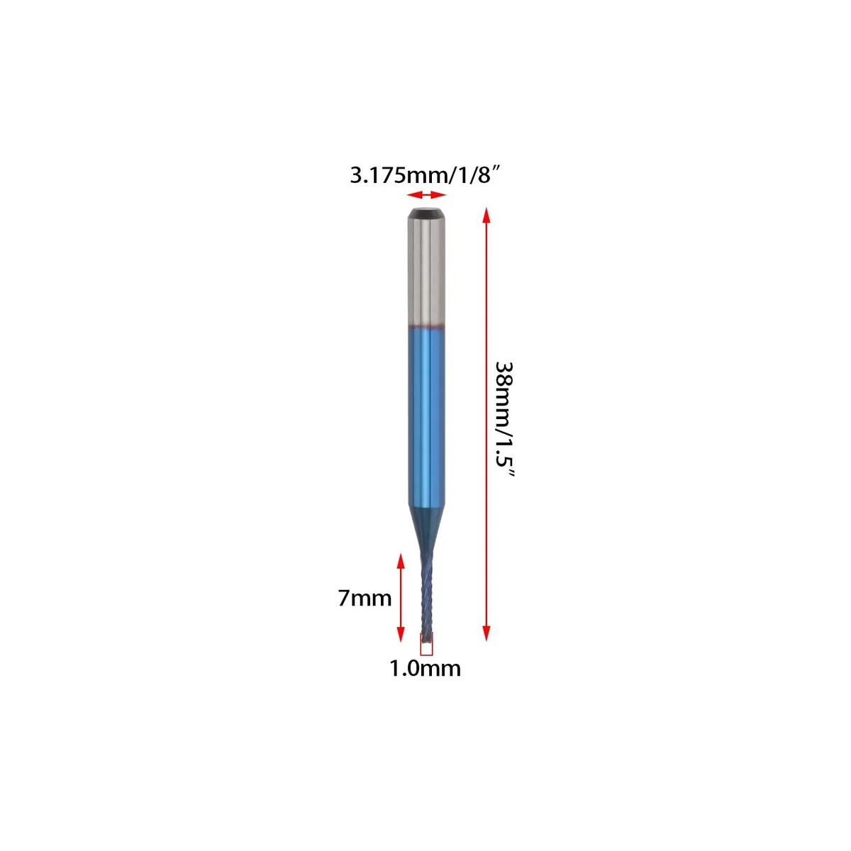 OTOTEC 10 Pz 1.0mm Blu Rivestito Mulino Per Mais Taglio Gambo Diametro 3.175 Lunghezza 38mm Carburo Di Tungsteno Fresa PCB Incisione CNC Router Bit Per Macchinari