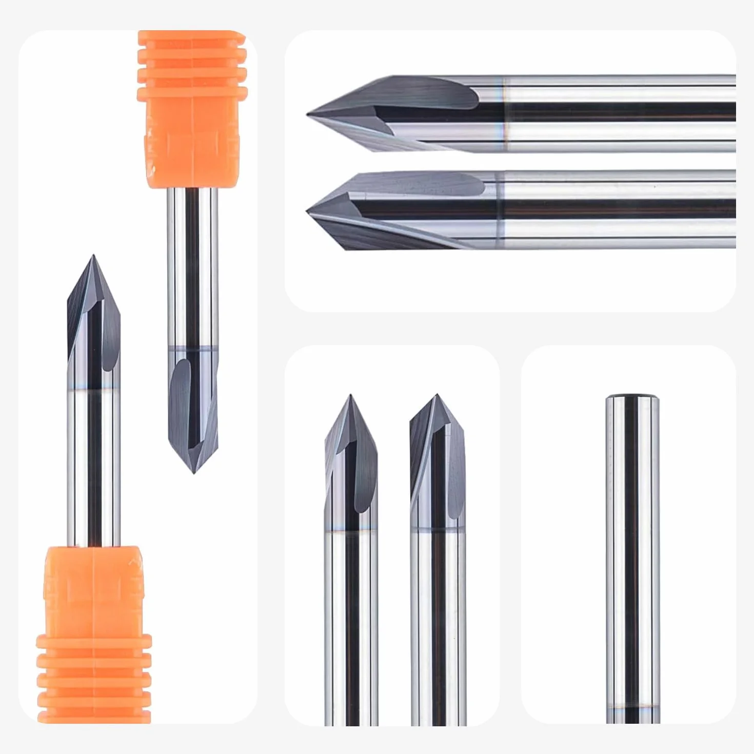 SpeTool Fresa per incisione, 6 mm, codolo 60 gradi e 90 gradi V, fresa per scanalature VHM 3 flauti, fresa CNC per legno con rivestimento TiAlN