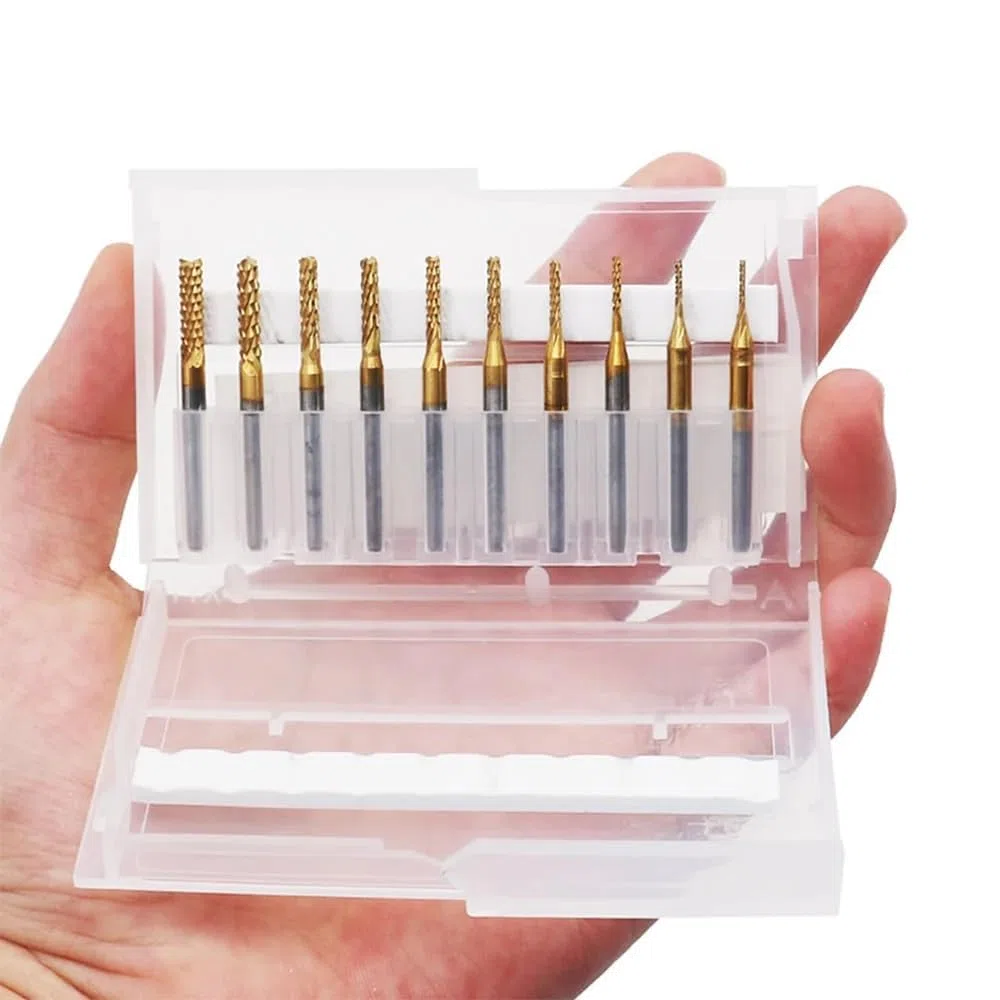 10 Pezzi Fresa CNC, Fresa per CNC in Carburo di Tungsteno, Punte Carburo Rivestite in Titanio, per Circuiti Stampati, Metallo, Plastica (1,0mm, 1,5mm, 2,0mm, 2,5mm, 3,0mm, 2 Pezzi per Tipo)