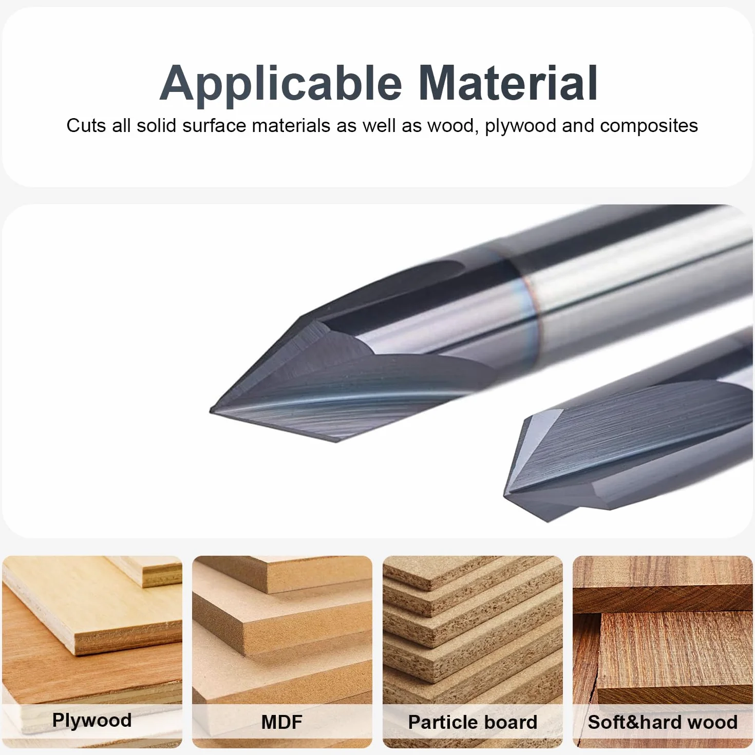 SpeTool Fresa per incisione, 6 mm, codolo 60 gradi e 90 gradi V, fresa per scanalature VHM 3 flauti, fresa CNC per legno con rivestimento TiAlN