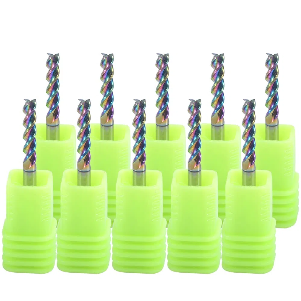 Fresa a testa quadrata in metallo duro da 3.175mm per applicazioni in rame in alluminio, 3-Flute, diametro di taglio 3.175mm, design a U, confezione da 10 (3.175 * 3.175 * 15 mm)